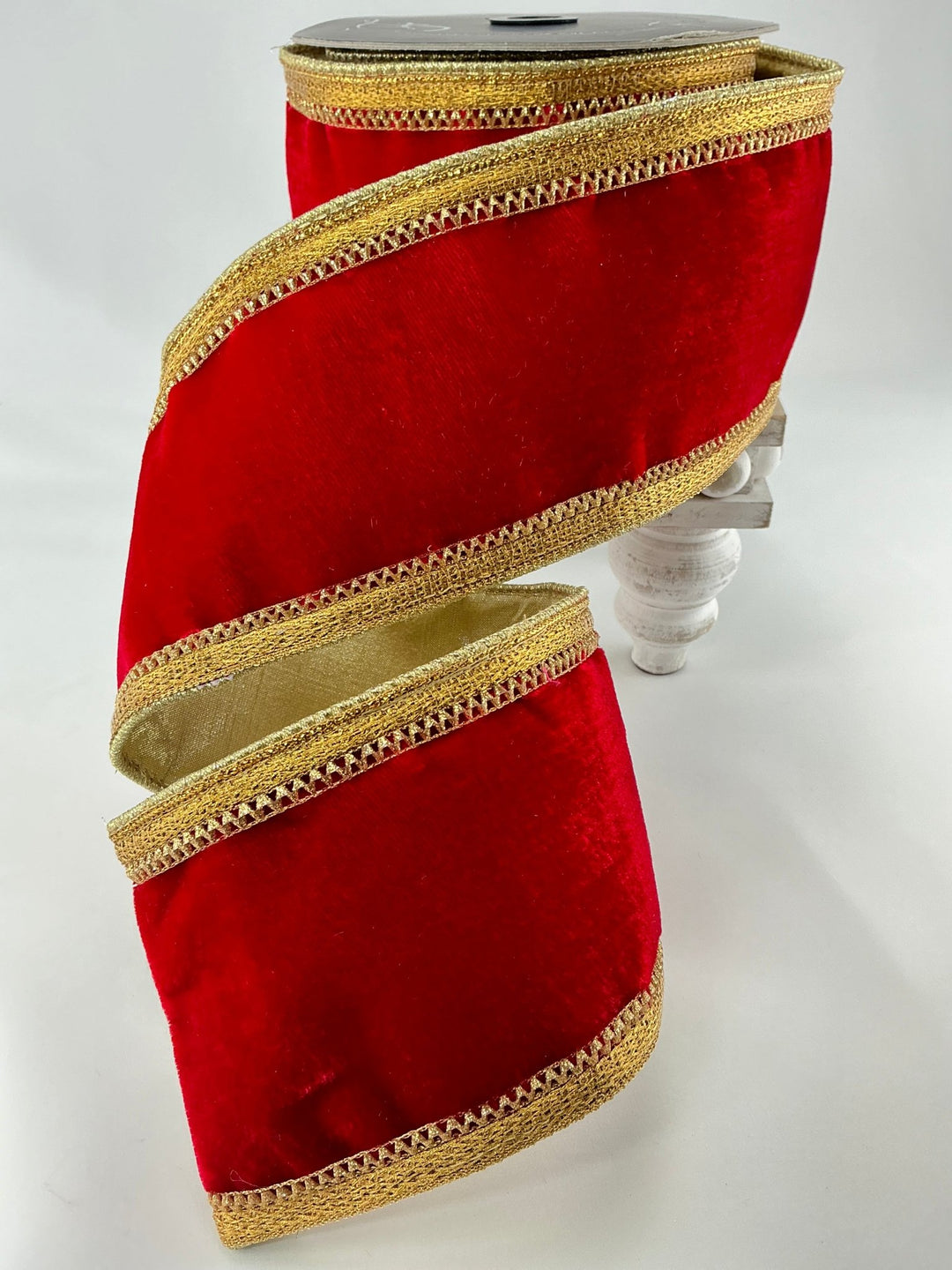 Red classic border 4” farrisilk wired ribbon - Greenery MarketRibbons & TrimRG075 - 02