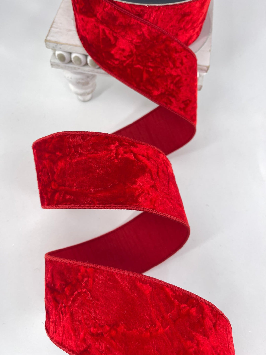 Red crushed velvet 2.5” farrisilk wired ribbon - Greenery MarketRibbons & TrimRK290 - 02