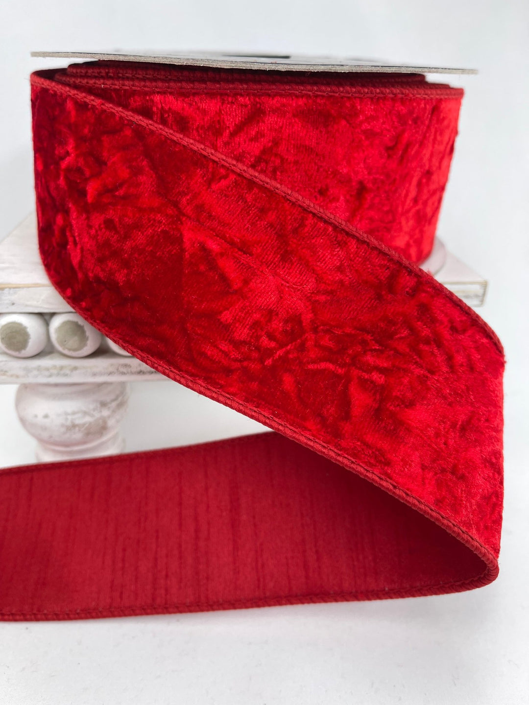 Red crushed velvet 2.5” farrisilk wired ribbon - Greenery MarketRibbons & TrimRK290 - 02