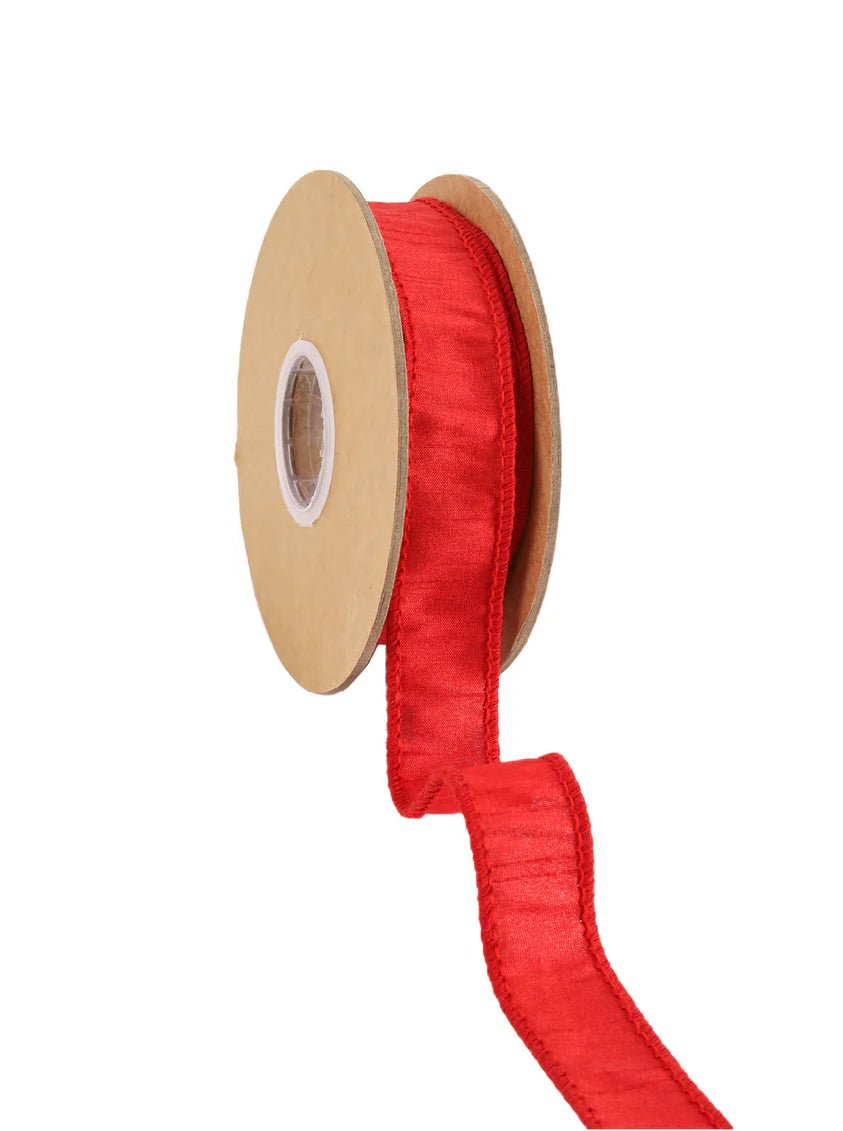 Red Dupioni Wired Ribbon 1" - Greenery MarketWired ribbon9100W - 250 - 25E