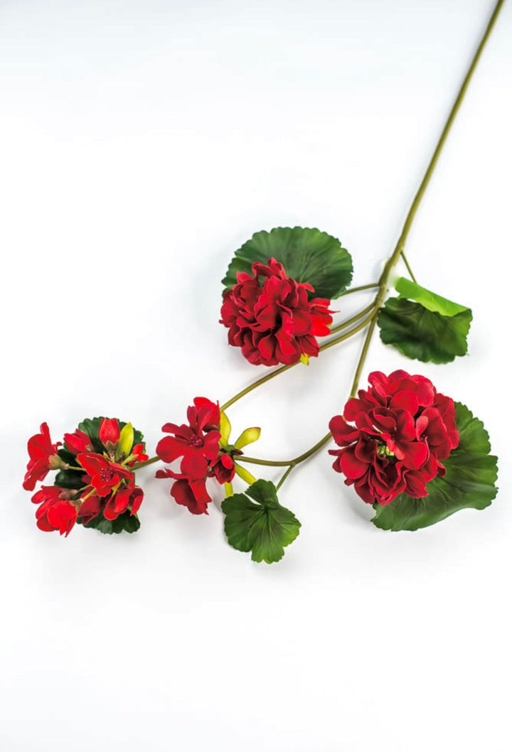 Red, geranium spray, real touch - Greenery Marketartificial flowersMTF24296 RED