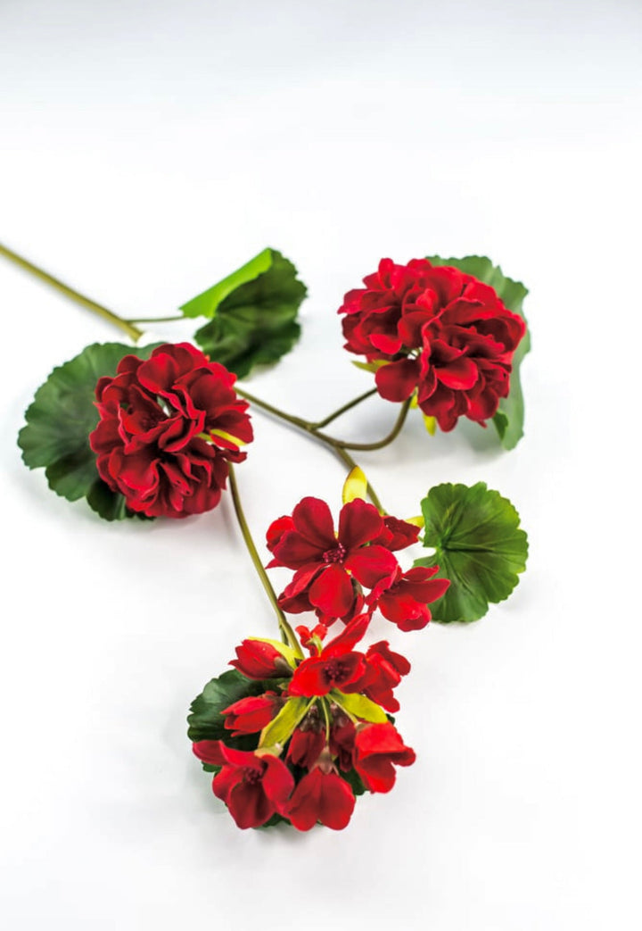 Red, geranium spray, real touch - Greenery Marketartificial flowersMTF24296 RED