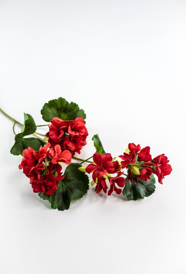 Red, geranium spray, real touch - Greenery Marketartificial flowersMTF24296 RED