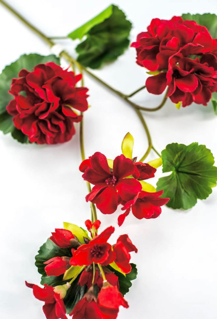 Red, geranium spray, real touch - Greenery Marketartificial flowersMTF24296 RED