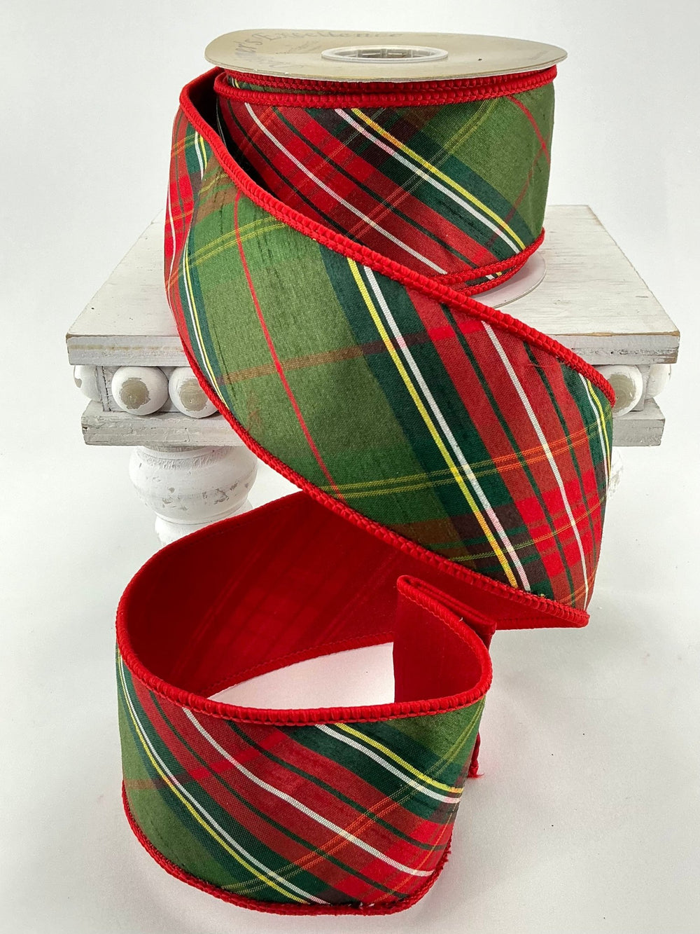 Red green holiday plaid ribbon - 2.5” - Greenery MarketWired ribbon236666