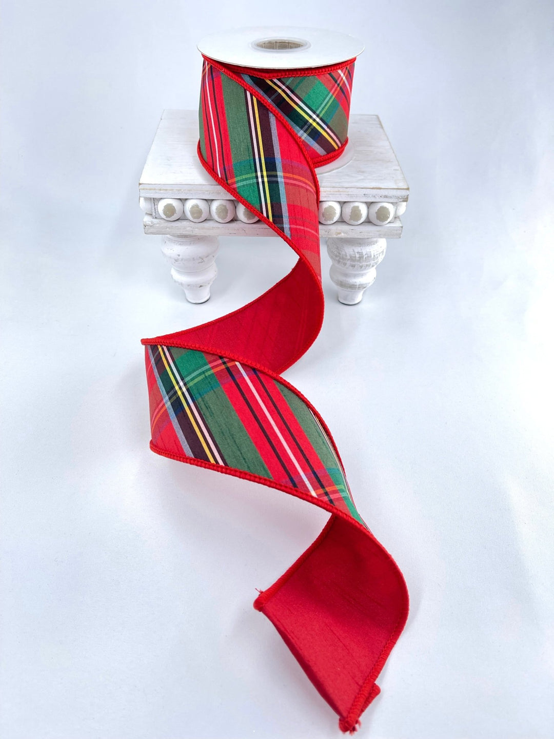 Red holiday plaid wired ribbon - 2.5" - Greenery MarketWired ribbonMTX69495