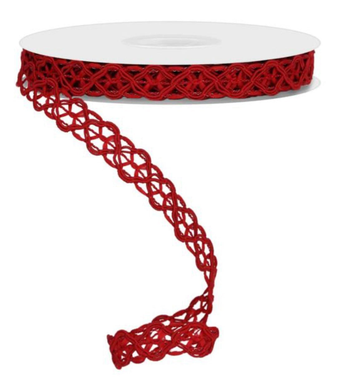 Red open weave 5/8” wired ribbon - Greenery MarketRibbons & TrimRN586124