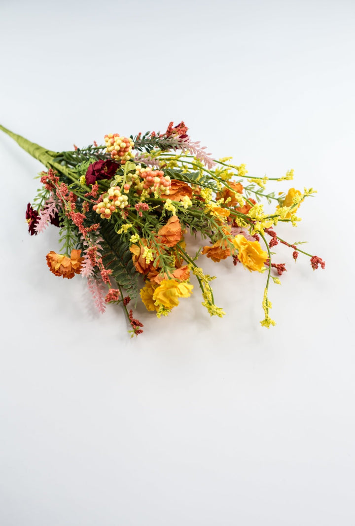 Red, Orange, & Yellow, Mixed Flower Bush - Greenery MarketArtificial Flora64847 - ORYELRED