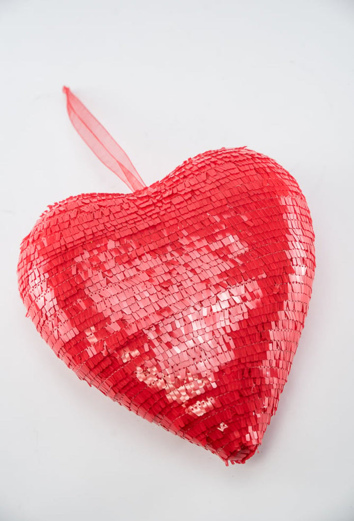 Red Ornament Sequin Heart - 9” - Greenery Market63783RD