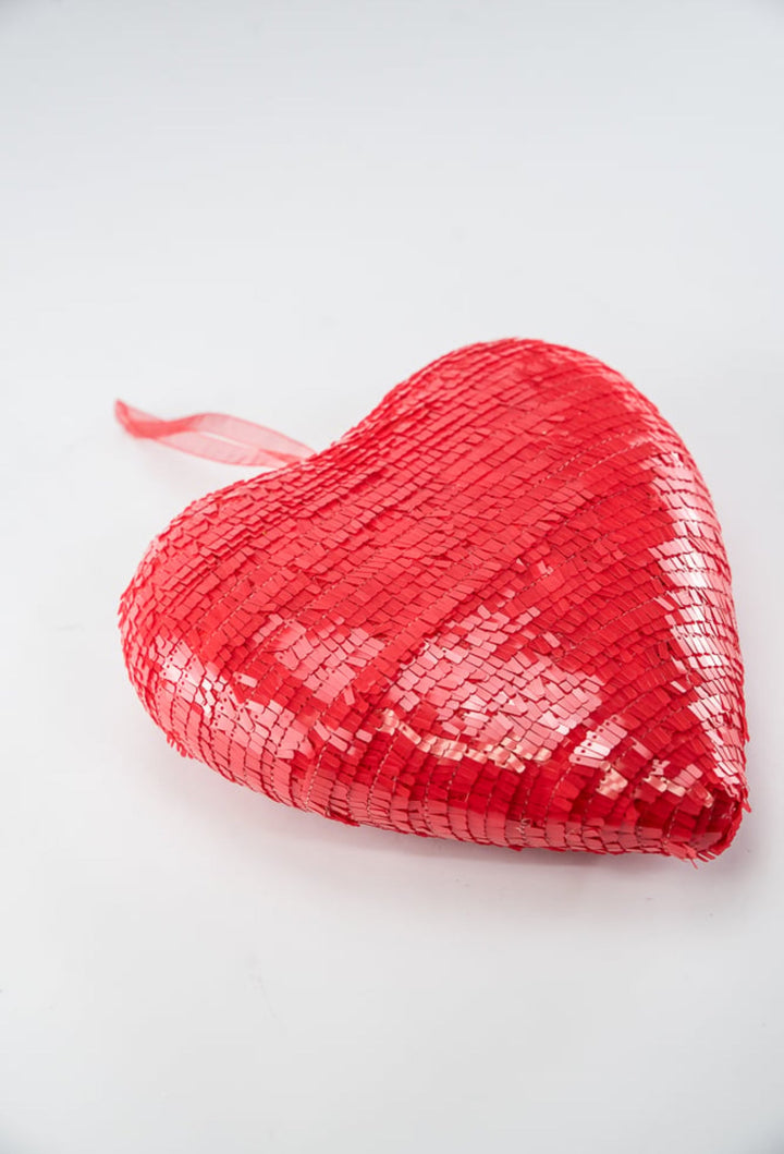 Red Ornament Sequin Heart - 9” - Greenery Market63783RD