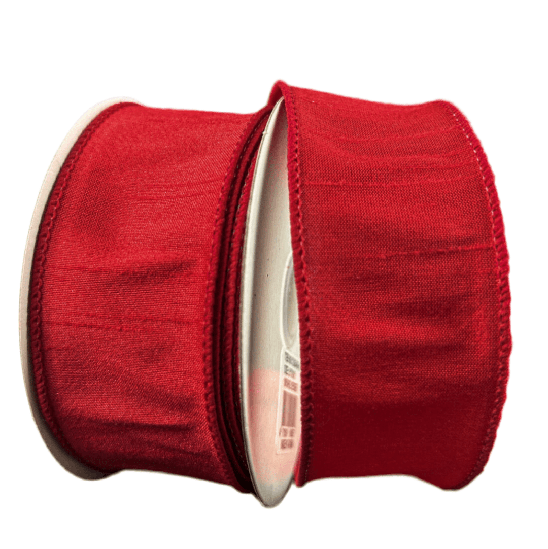 Red, Solid, Faux Dupioni Wired Ribbon 1.5” - Greenery MarketWired ribbon72434 - 09 - 12