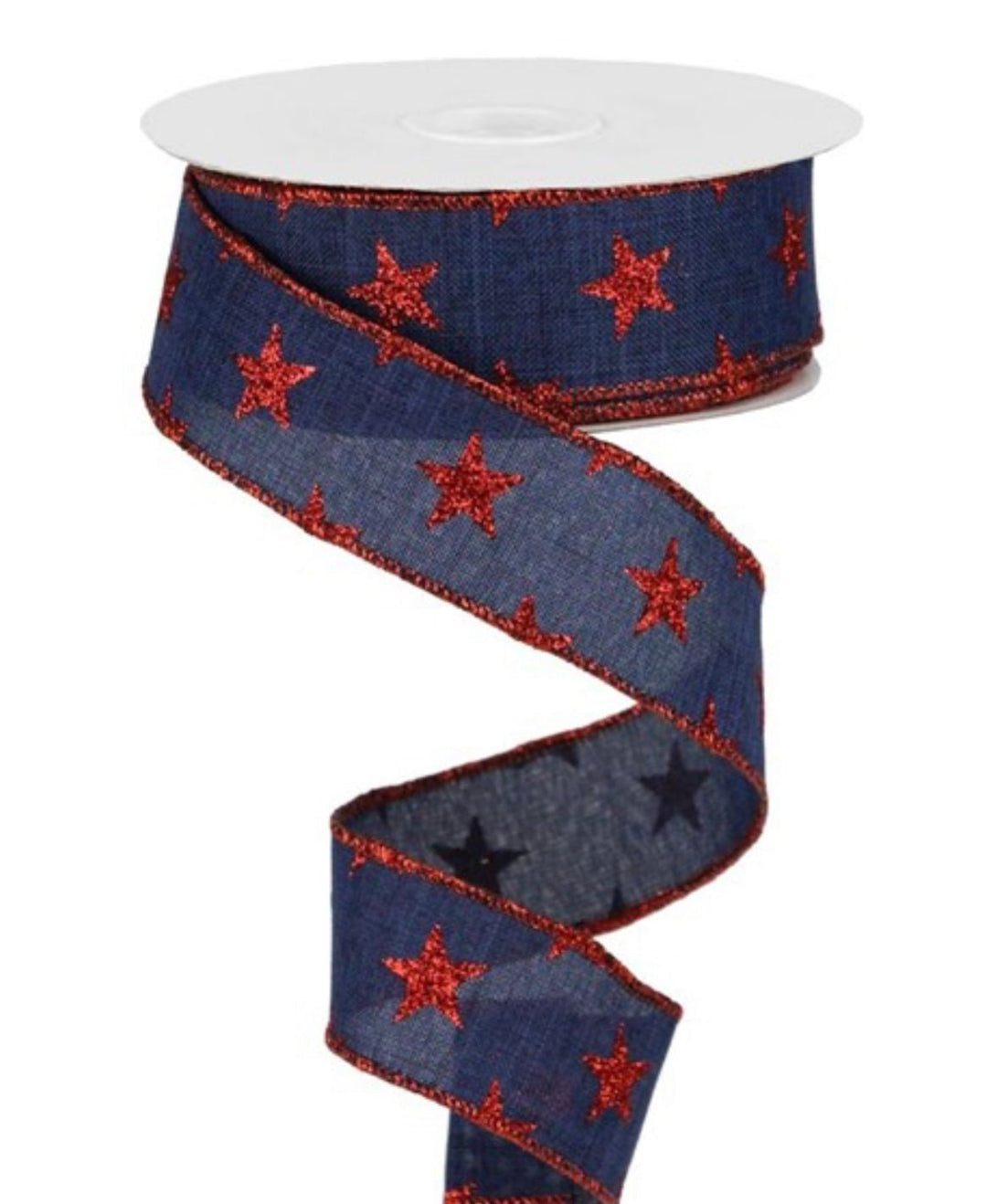 Red Stars on navy blue wired ribbon 1.5” - Greenery MarketWired ribbonRGA11092C