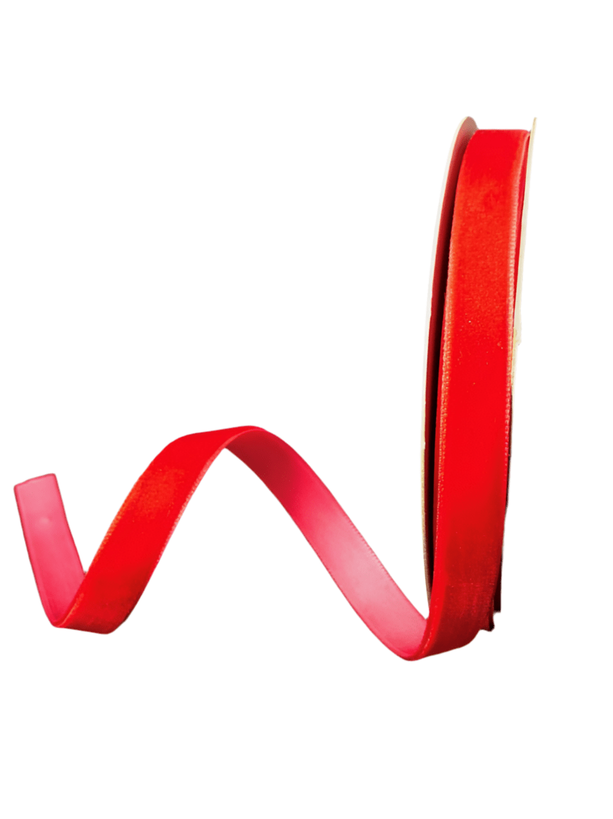 Red unwired velvet ribbon 3/8” - Greenery MarketWired ribbonX950701 - 12