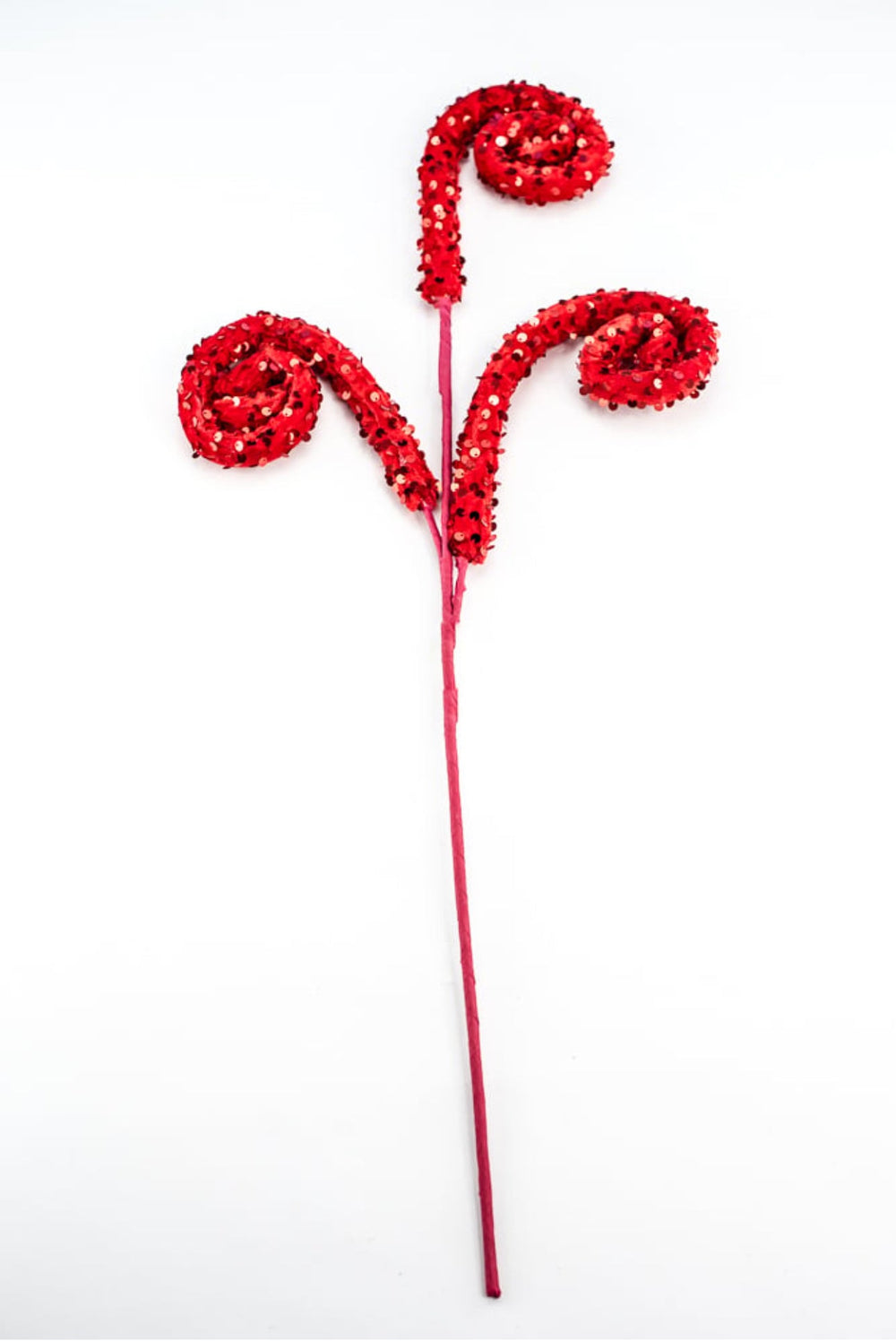 Red velvet sequin wired curly spray - Greenery MarketArtificial Flora85921RD