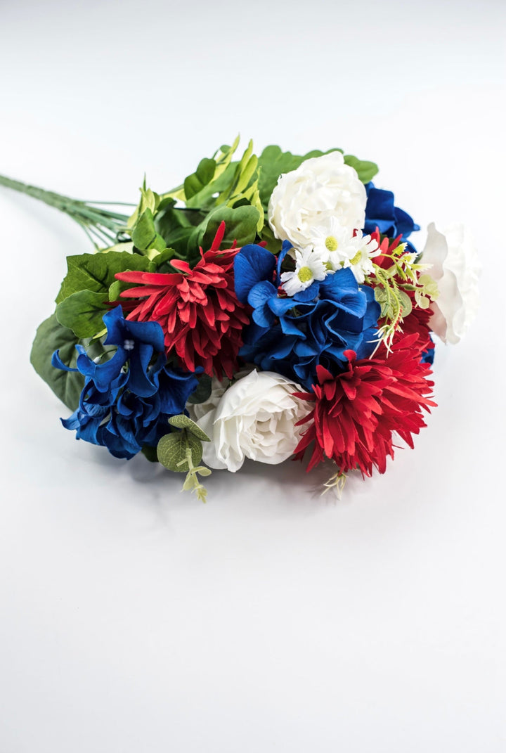 Red, white, and blue mixed flower bush - Greenery Marketartificial flowers84877