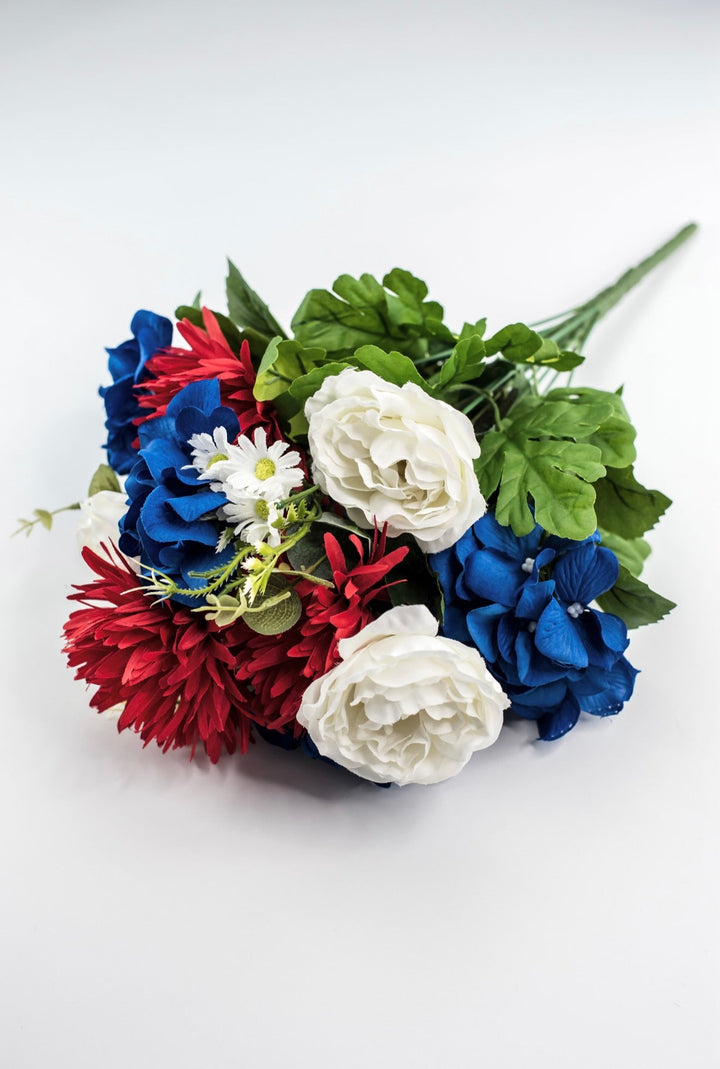 Red, white, and blue mixed flower bush - Greenery Marketartificial flowers84877