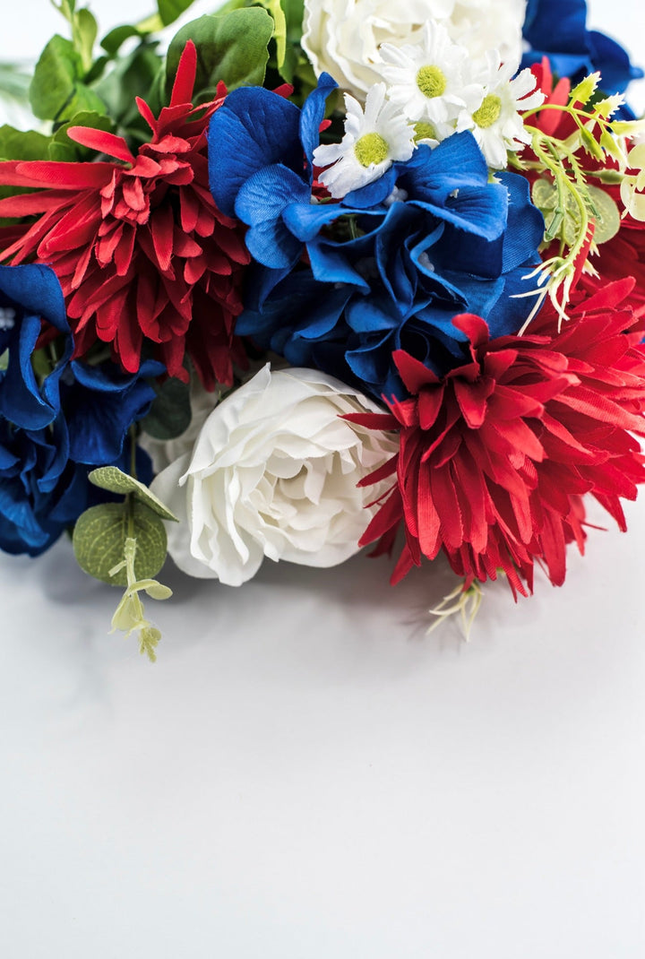 Red, white, and blue mixed flower bush - Greenery Marketartificial flowers84877
