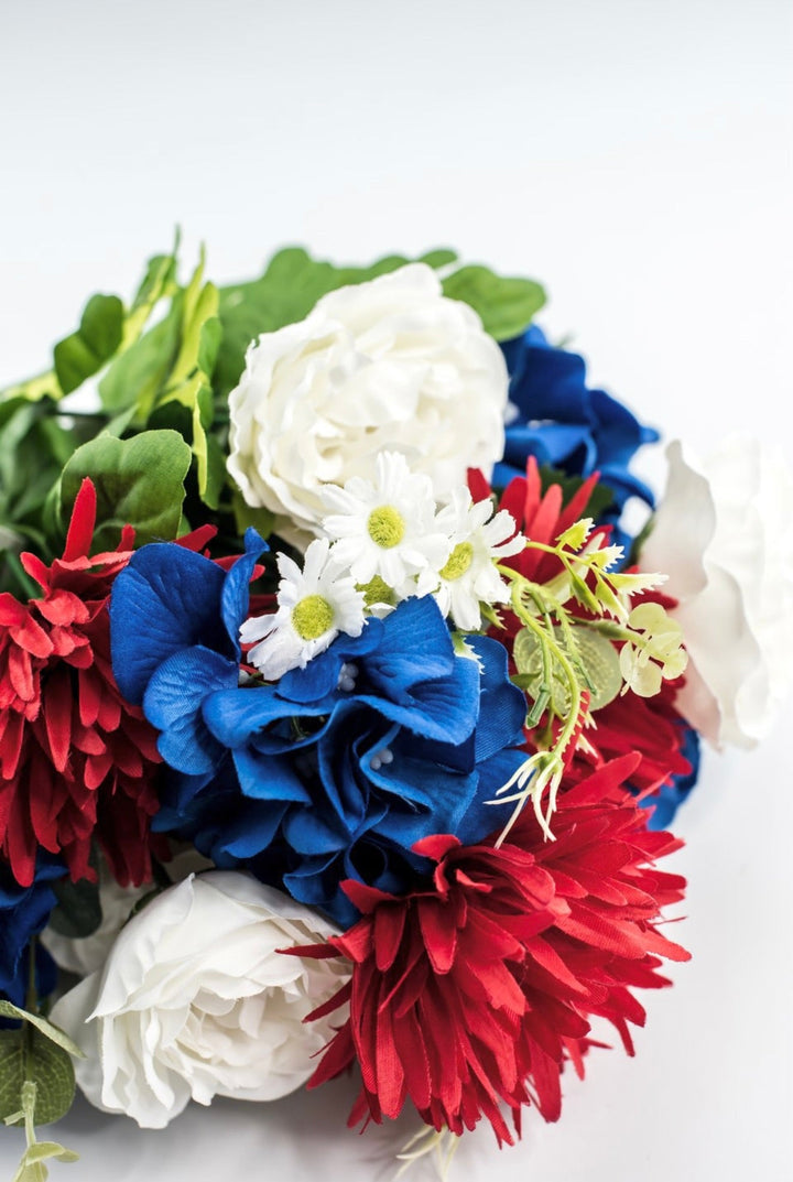 Red, white, and blue mixed flower bush - Greenery Marketartificial flowers84877