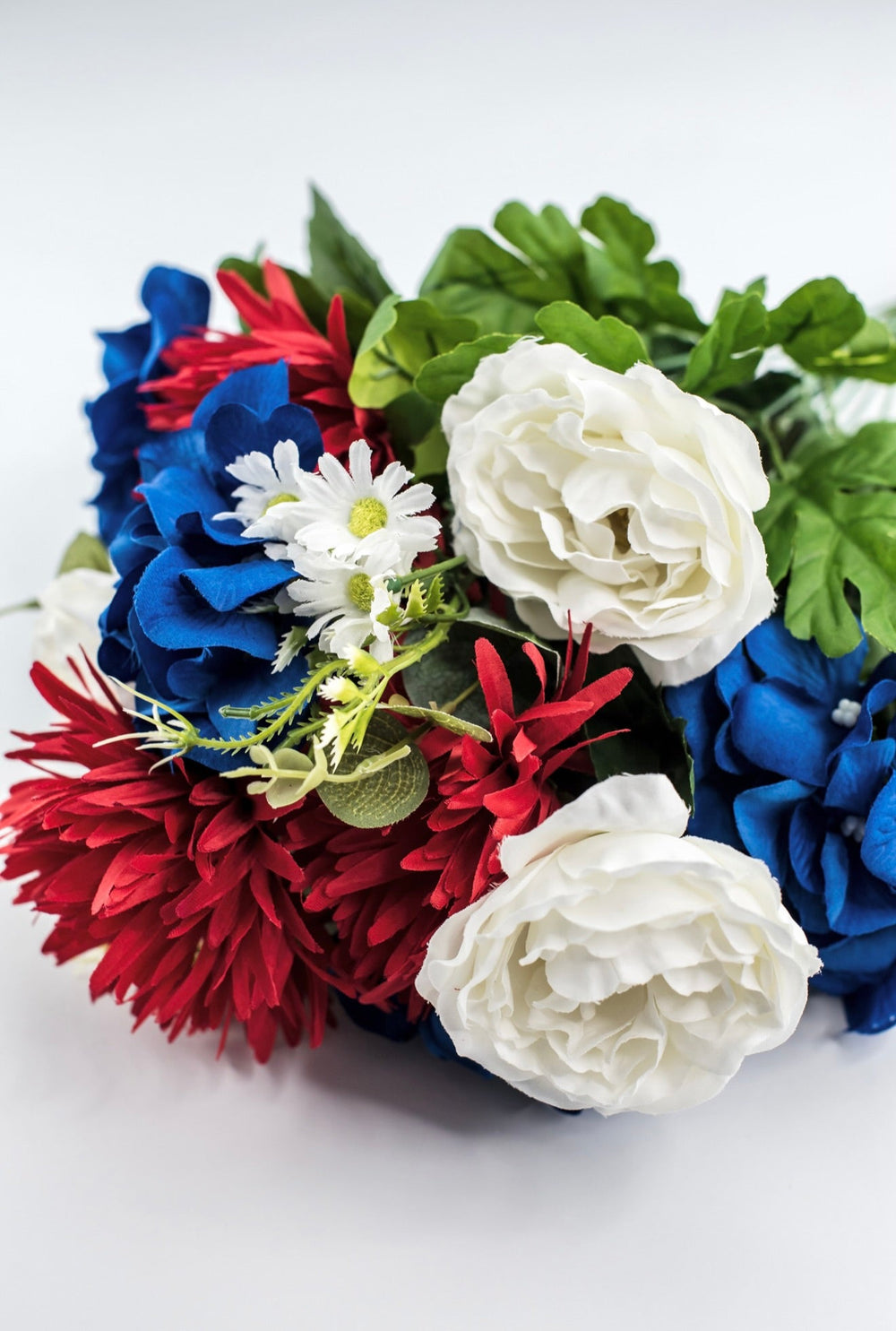 Red, white, and blue mixed flower bush - Greenery Marketartificial flowers84877