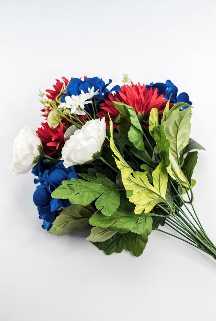 Red, white, and blue mixed flower bush - Greenery Marketartificial flowers84877