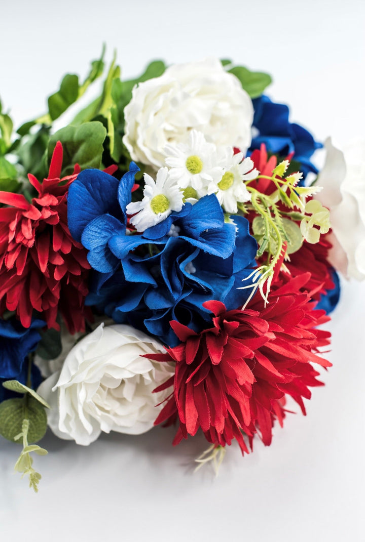 Red, white, and blue mixed flower bush - Greenery Marketartificial flowers84877