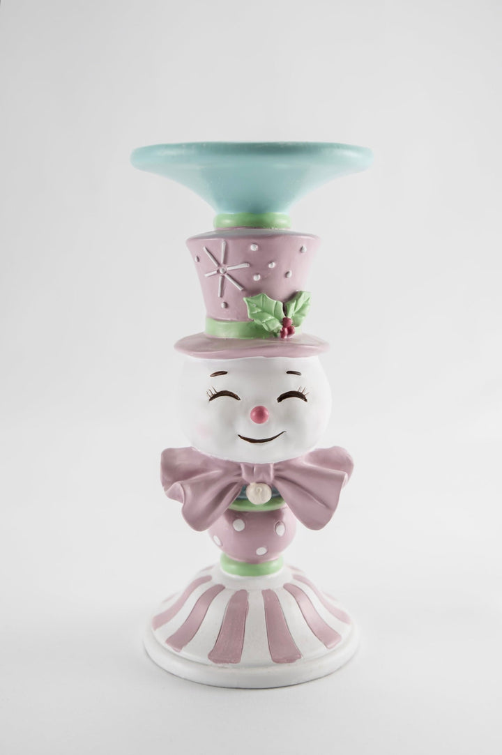 Resin candy Snowman candleholder - pink mint - Greenery MarketHome decorMTX69037 PTMT