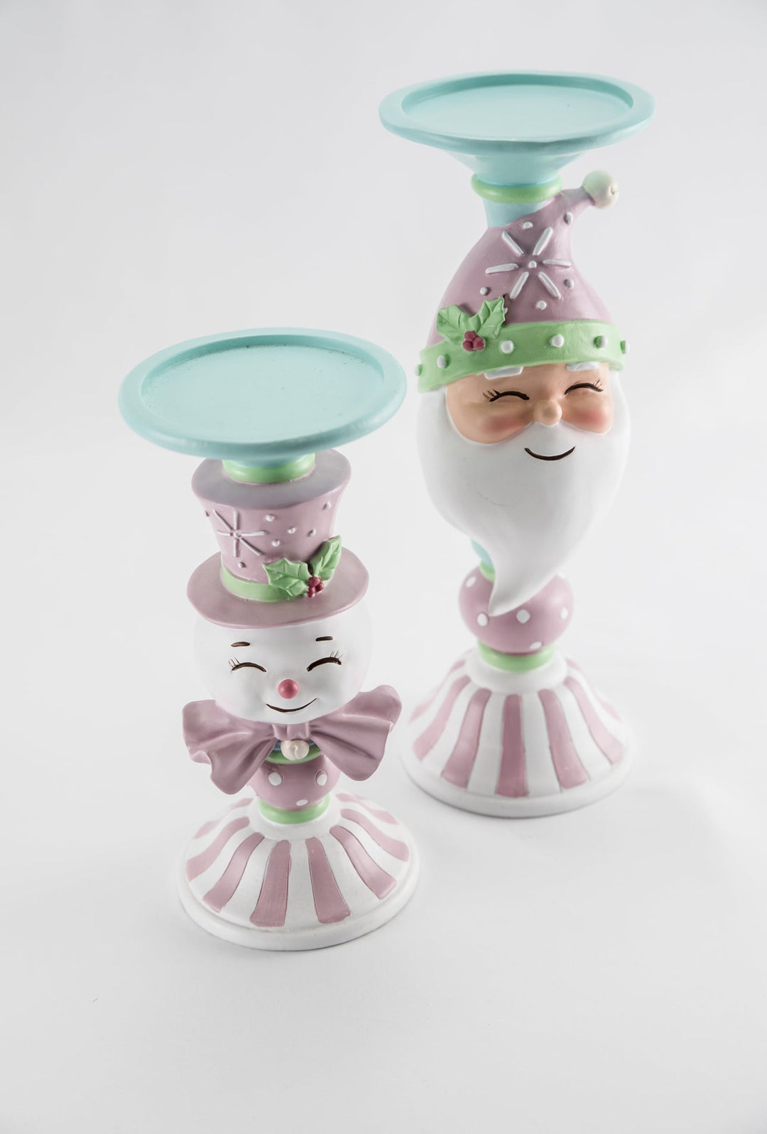 Resin candy Snowman candleholder - pink mint - Greenery MarketHome decorMTX69037 PTMT