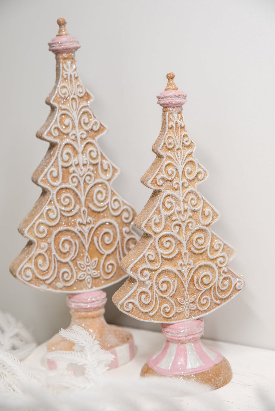 Resin frosted gingerbread trees - set of 2 - Greenery MarketHome decorMTX73328 PKMU