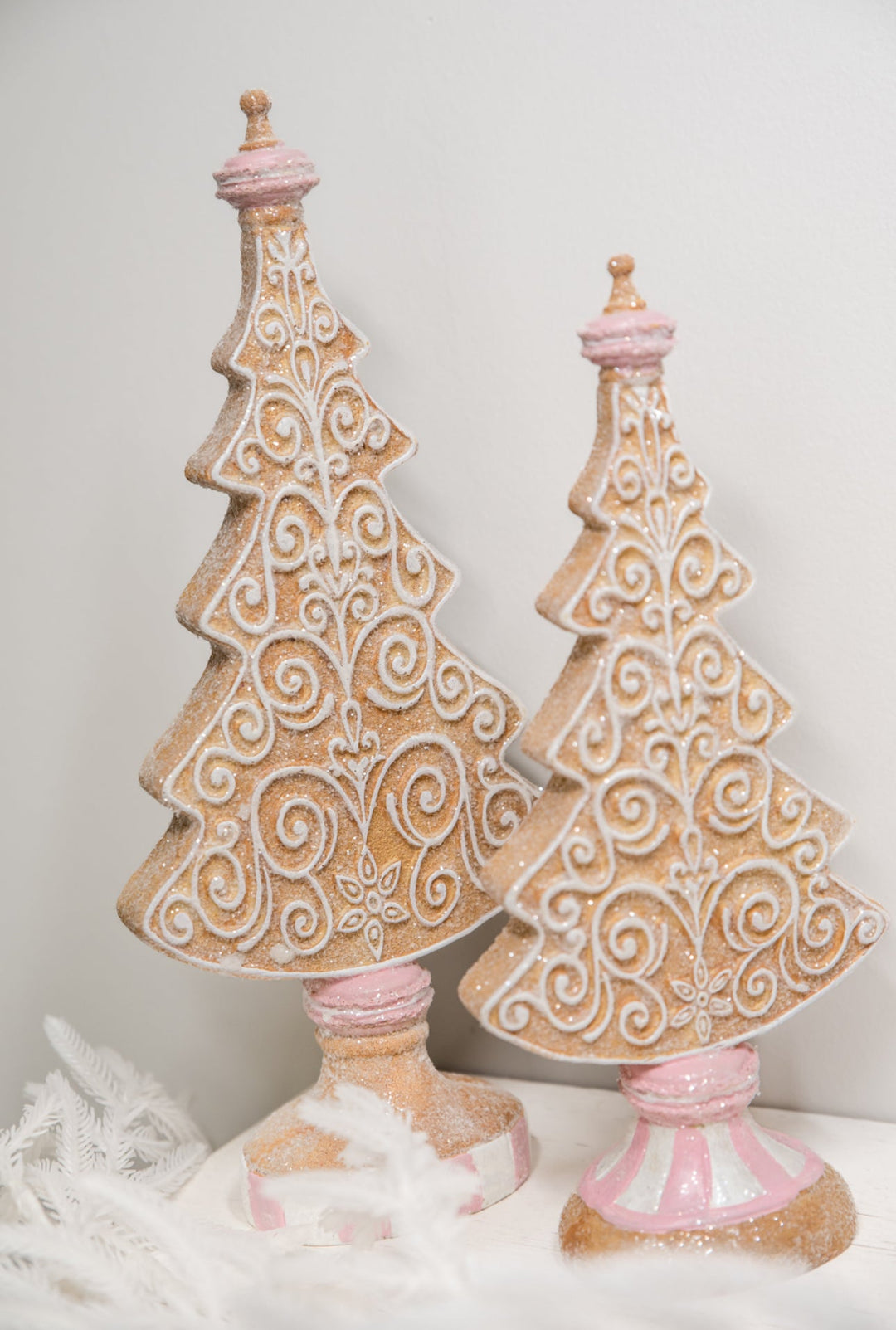 Resin frosted gingerbread trees - set of 2 - Greenery MarketHome decorMTX73328 PKMU