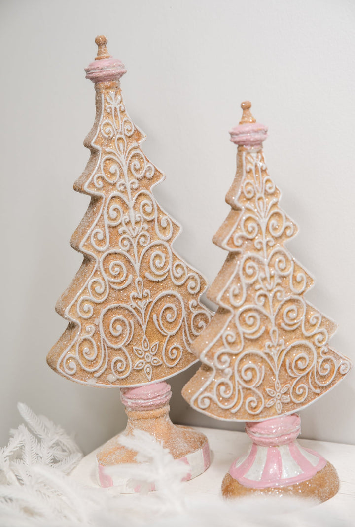 Resin frosted gingerbread trees - set of 2 - Greenery MarketHome decorMTX73328 PKMU