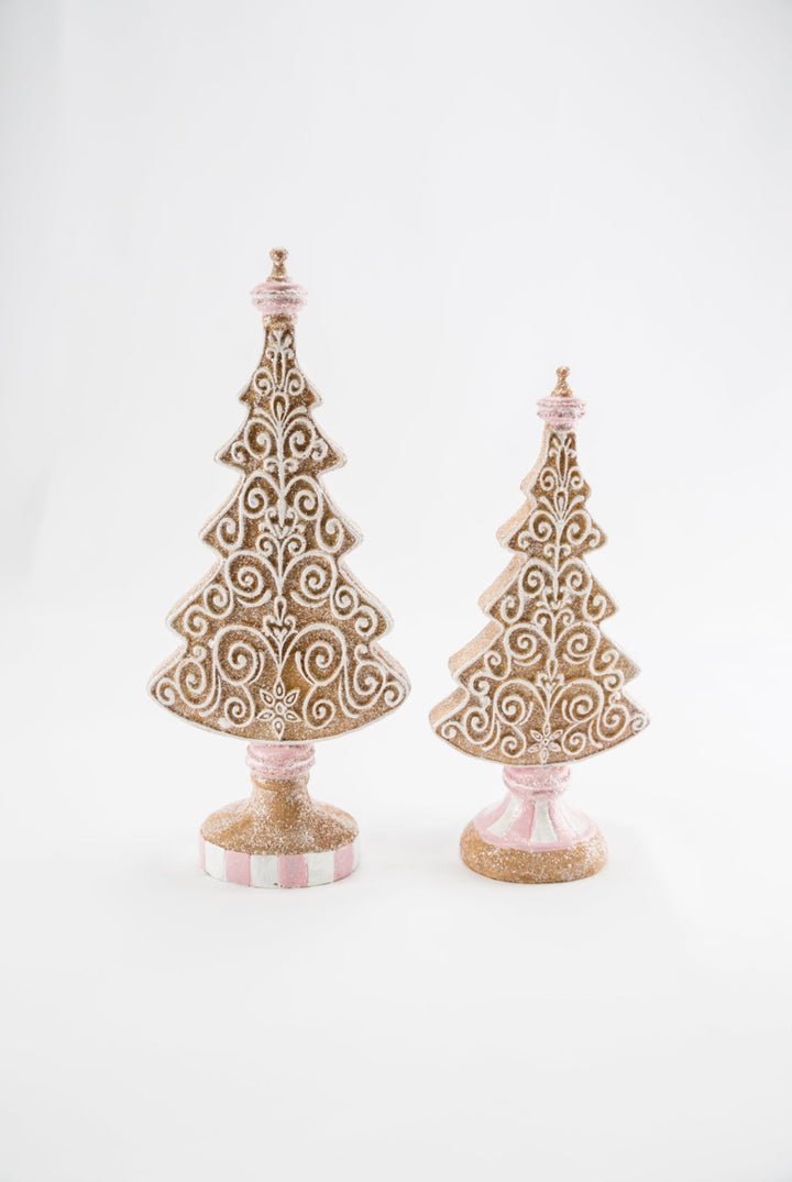 Resin frosted gingerbread trees - set of 2 - Greenery MarketHome decorMTX73328 PKMU