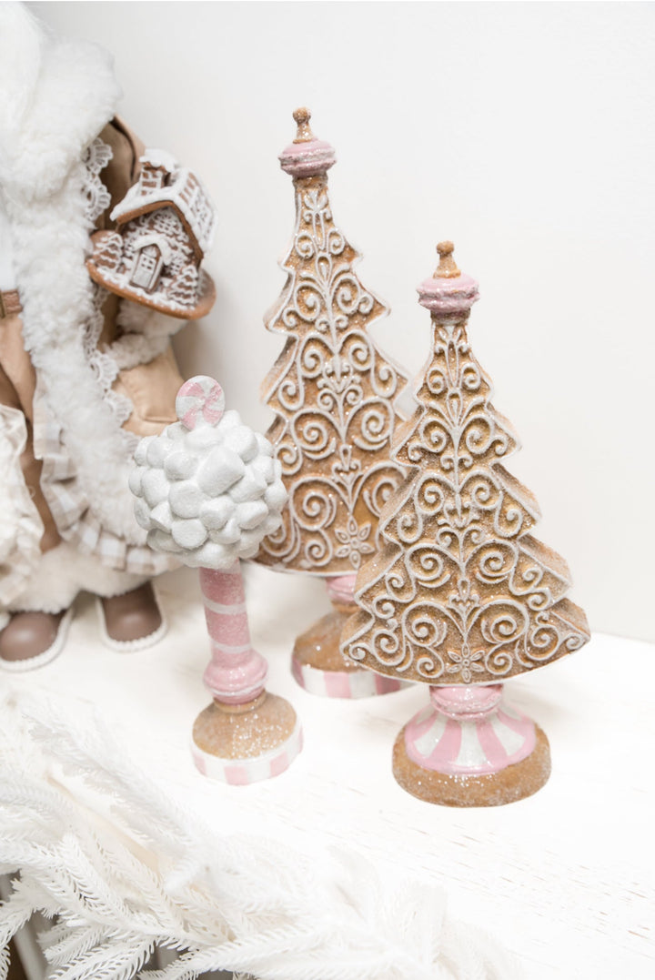 Resin frosted gingerbread trees - set of 2 - Greenery MarketHome decorMTX73328 PKMU