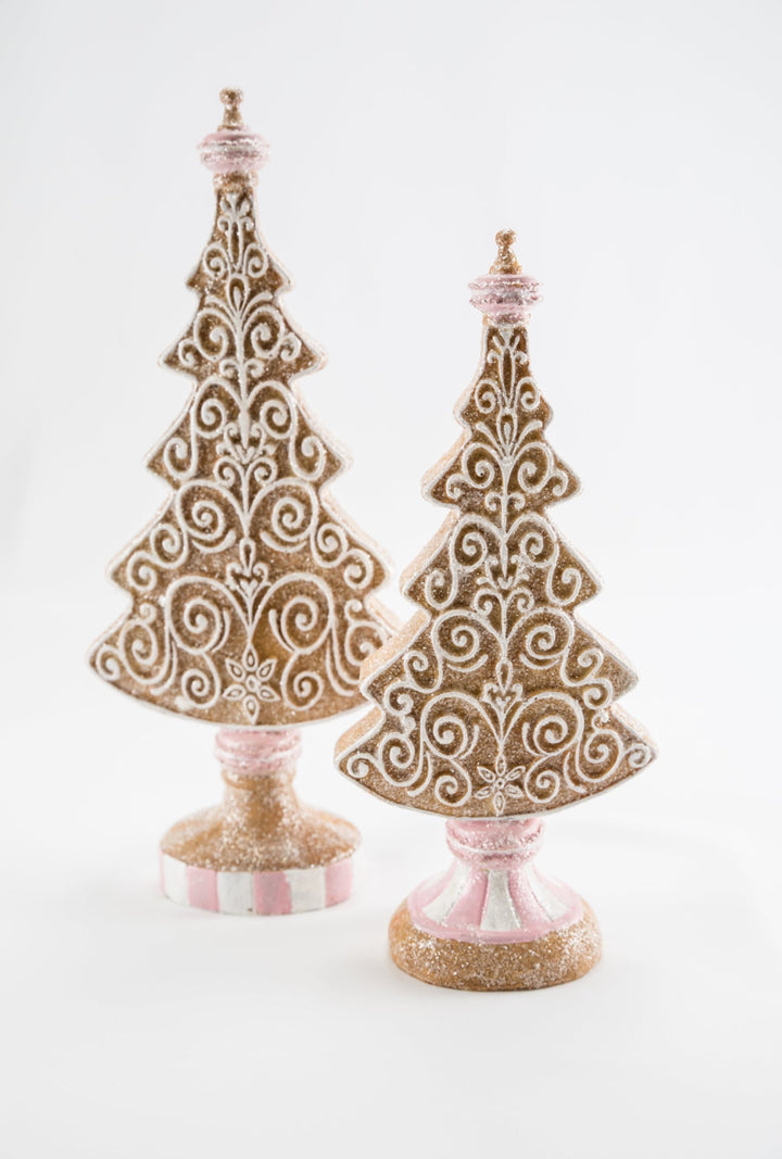 Resin frosted gingerbread trees - set of 2 - Greenery MarketHome decorMTX73328 PKMU