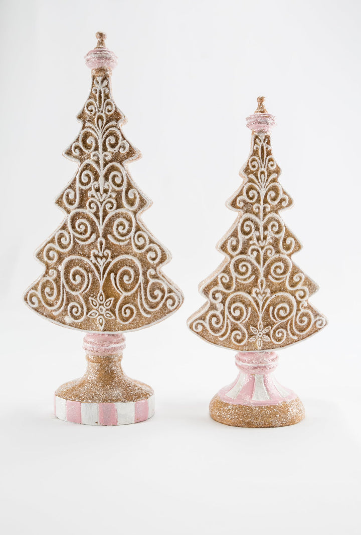 Resin frosted gingerbread trees - set of 2 - Greenery MarketHome decorMTX73328 PKMU
