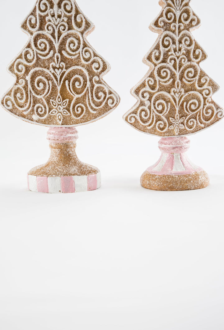 Resin frosted gingerbread trees - set of 2 - Greenery MarketHome decorMTX73328 PKMU