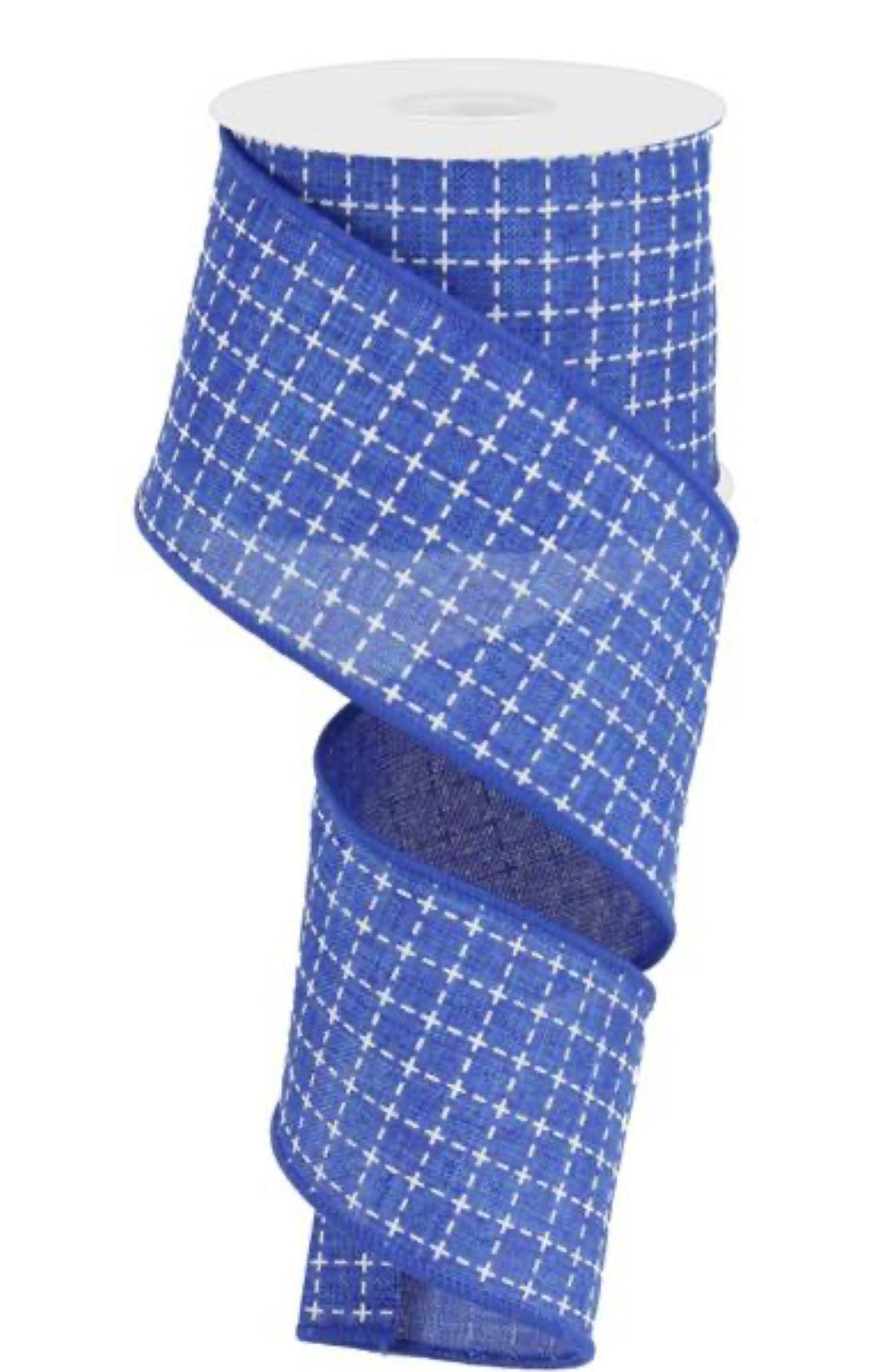 Royal Blue and white raised stitch plaid 2.5” - Greenery MarketWired ribbonRG0167825