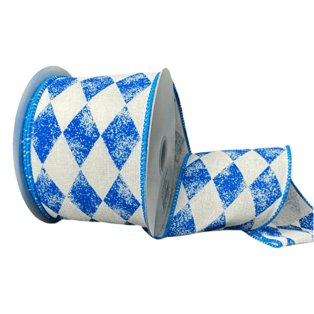 Royal Blue Harlequin Wired Ribbon, 2.5” - Greenery Marketwired ribbon41528 - 40 - 25