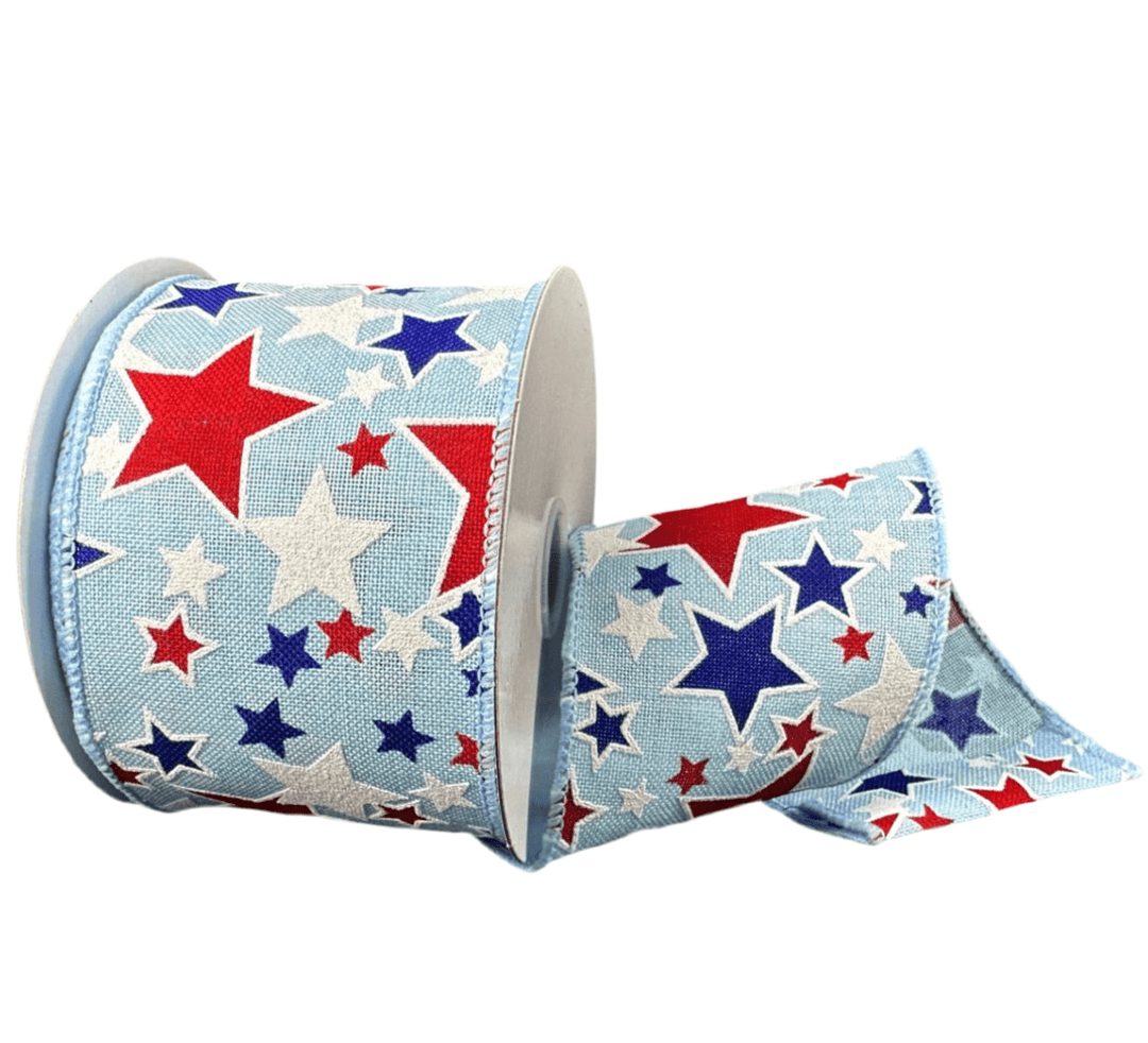 Royal blue, red, and white stars, 2.5" wired ribbon - Greenery MarketRibbons & Trim41503 - 40 - 04