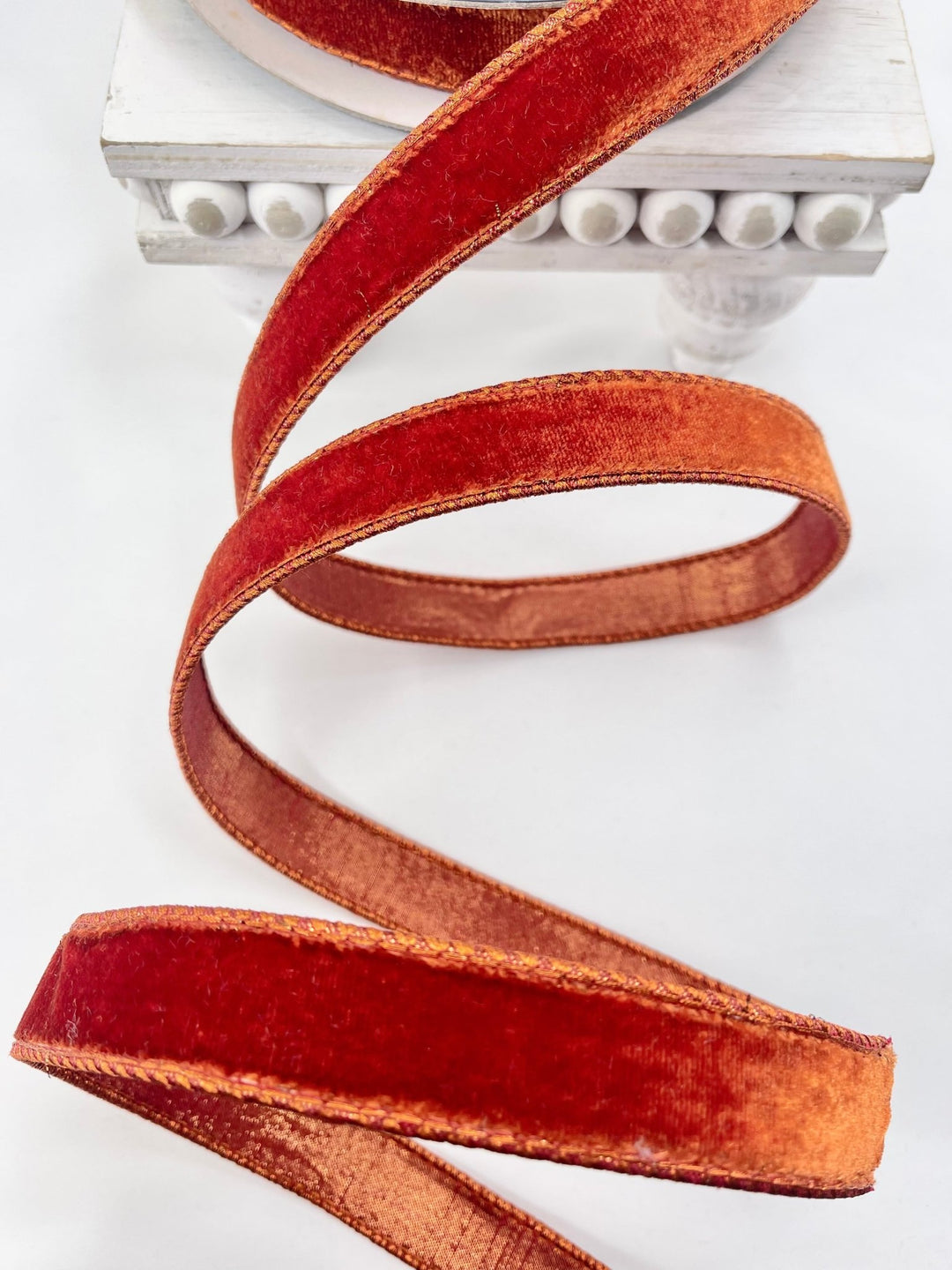Rust Cinnamon plush velvet luster 1” farrisilk wired ribbon - Greenery MarketRibbons & TrimRV001 - 34