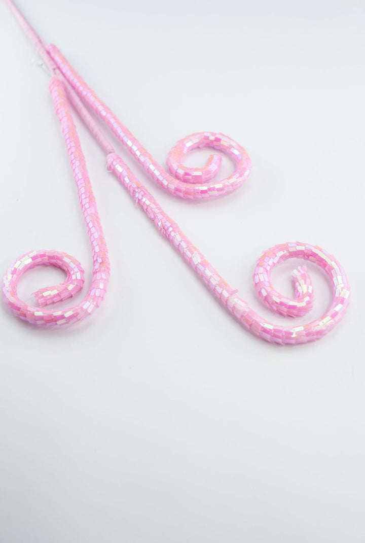 Sequin Pink Spiral Curly Spray - Greenery Market40245 - PK