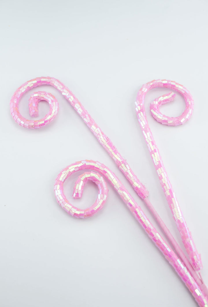 Sequin Pink Spiral Curly Spray - Greenery Market40245 - PK