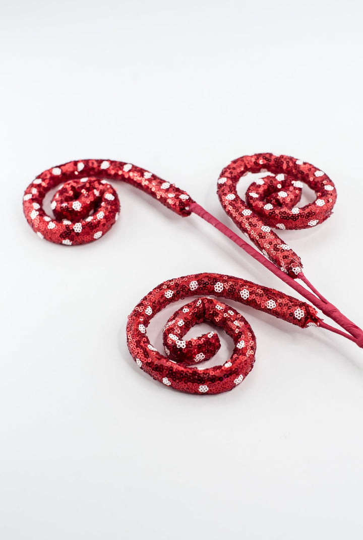 Sequin Polkadot Spiral Curly Spray - Greenery Market63608RD