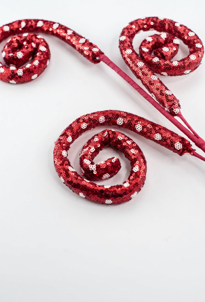 Sequin Polkadot Spiral Curly Spray - Greenery Market63608RD