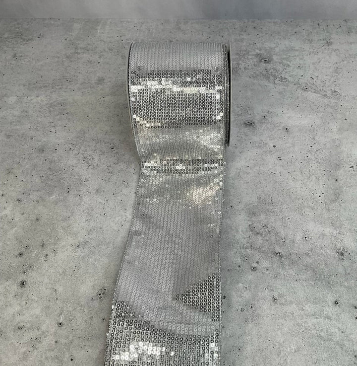 Silver dazzle wired ribbon 4” - Greenery MarketXR500/4 - SV