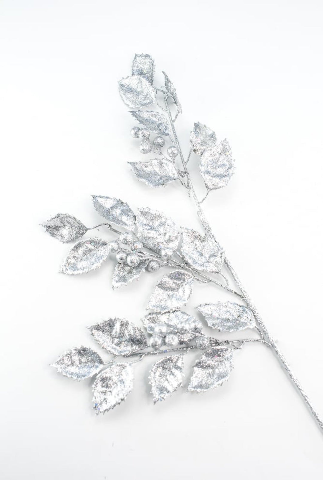 Silver laser glitter laurel leaves spray - Greenery MarketSeasonal & Holiday DecorationsMTX73700 SHSI