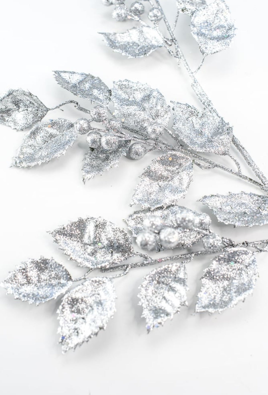 Silver laser glitter laurel leaves spray - Greenery MarketSeasonal & Holiday DecorationsMTX73700 SHSI
