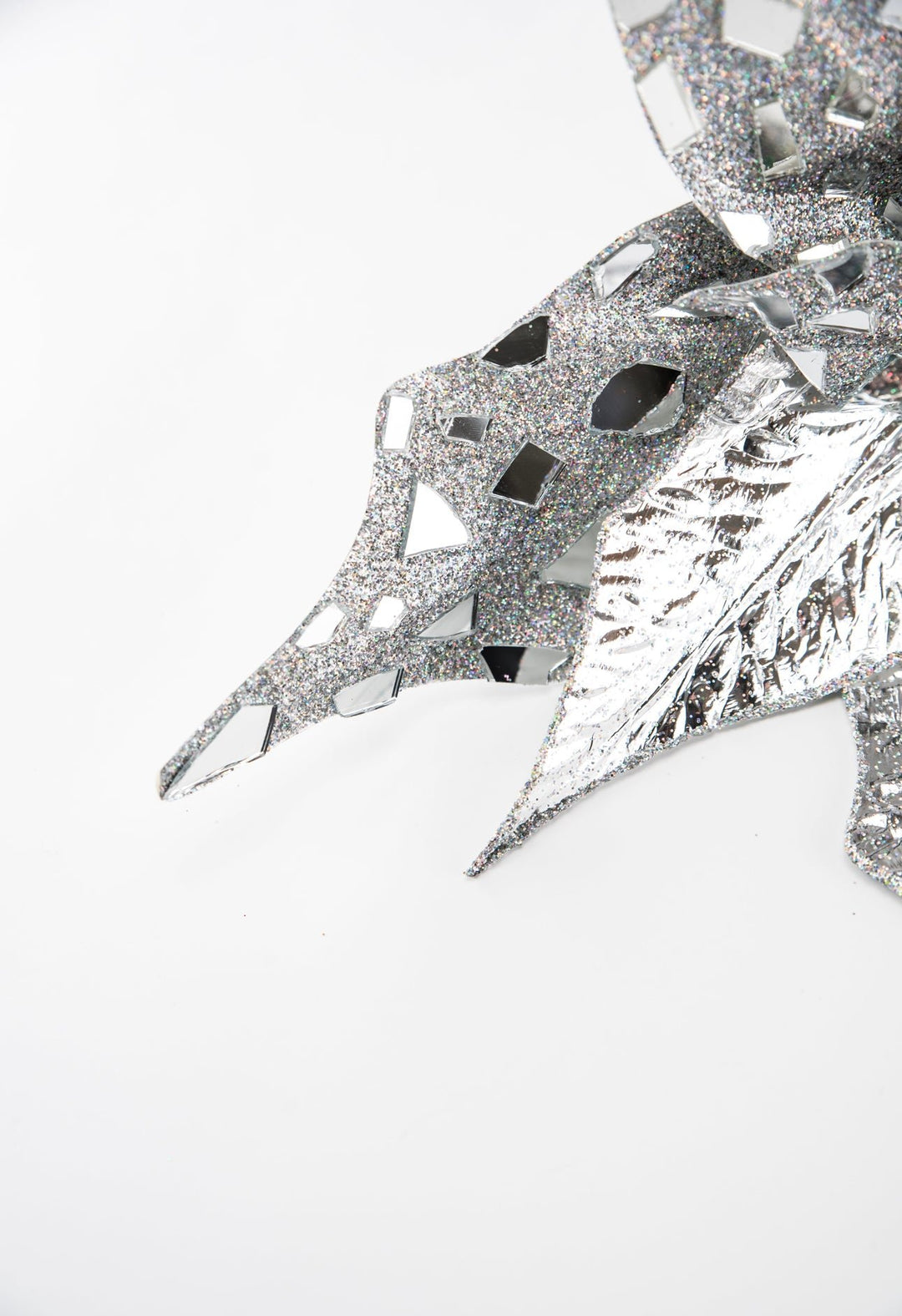 Silver metallic jewel statement poinsettia stem - Greenery MarketWinter and ChristmasMTX72888 SILV