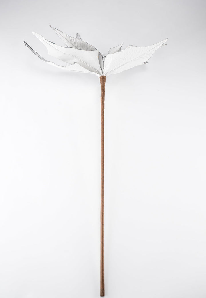 Silver metallic jewel statement poinsettia stem - Greenery MarketWinter and ChristmasMTX72888 SILV