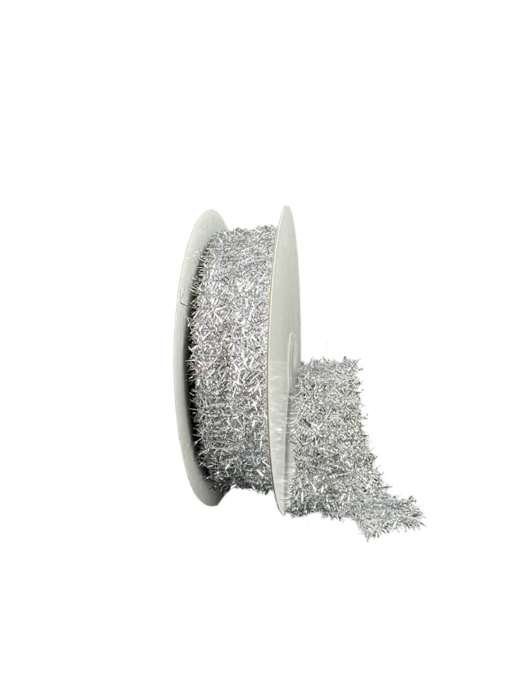 Silver skinny tinsel wired ribbon, 7/8" - Greenery MarketWired ribbon77460 - 05 - 16