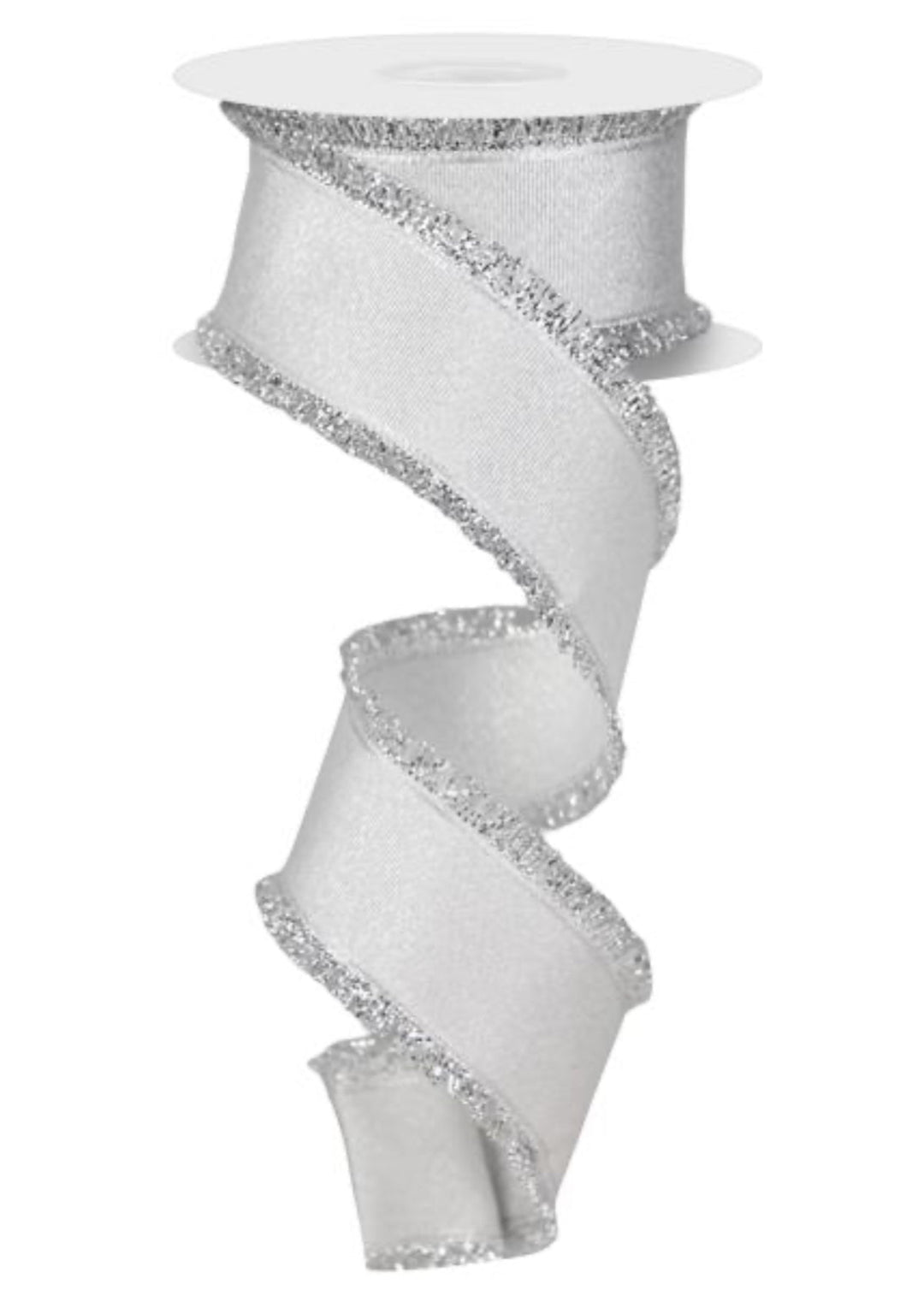 Silver with tinsel edge wired ribbon, 1.5" - Greenery MarketWired ribbonRN588026